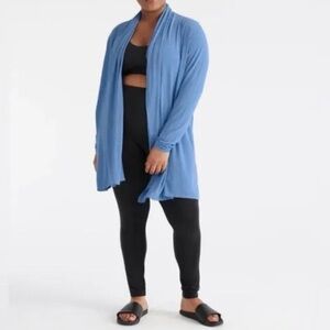 knix Ribbed Open-Front Cardigan in Light Blue